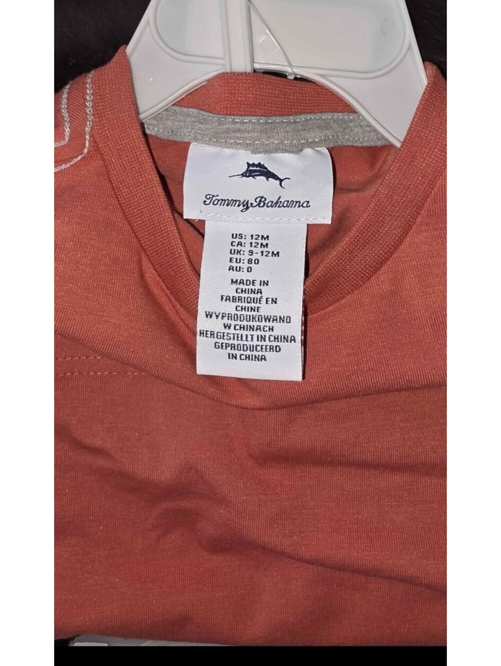 Tommy Bahama 12-18M 2pc Outfit Set Orange Short Sleeve Tee & Blue Shorts